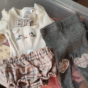 Little Lass Cream and Pink Diaper Cover Set